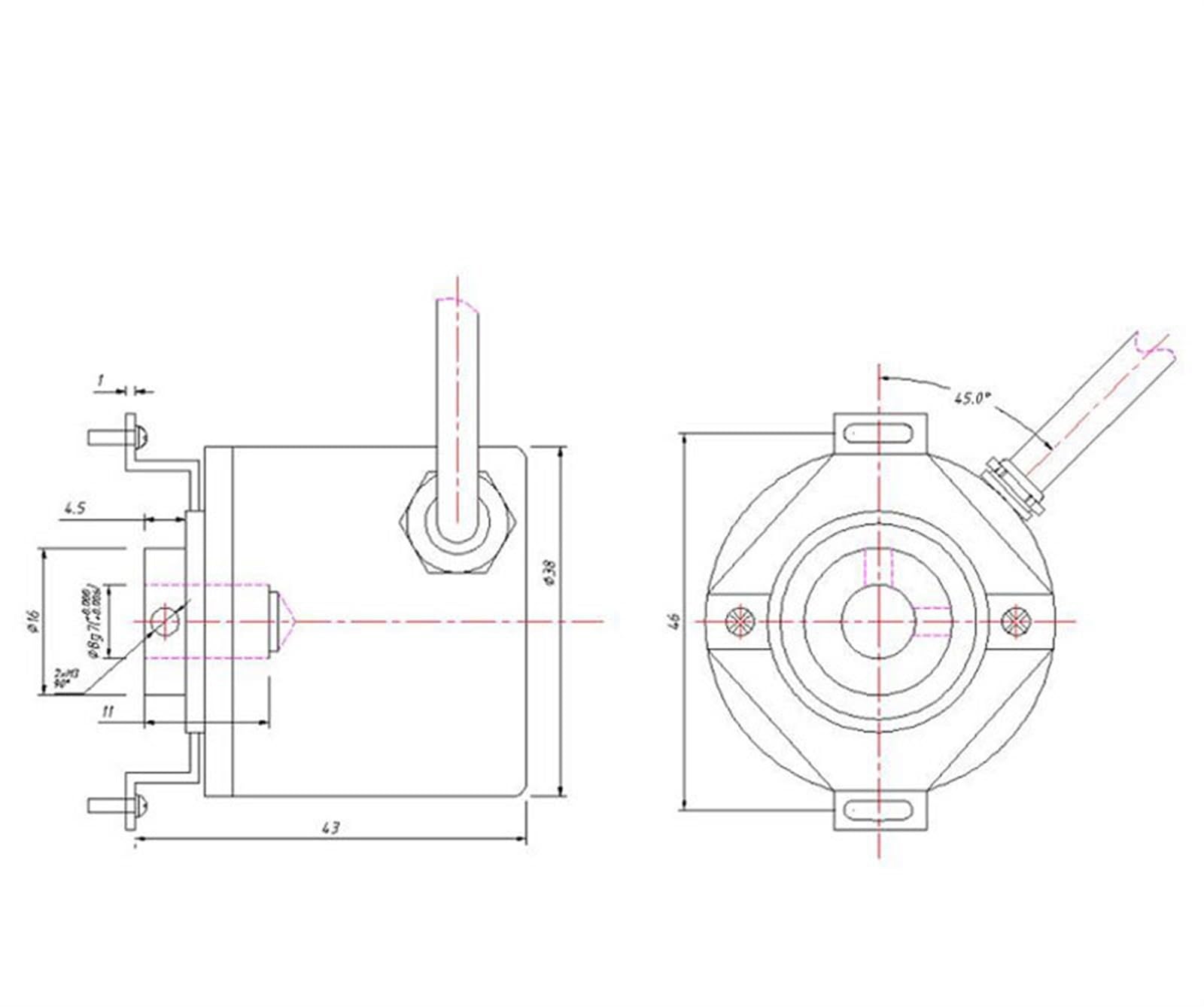 Encodeur photoélectrique incrémental industriel de 38mm 100/200/360/400/600/1000/1024/2000/2500 encodeur rotatif à arbre creux d'impulsion(400PPR,PNP)