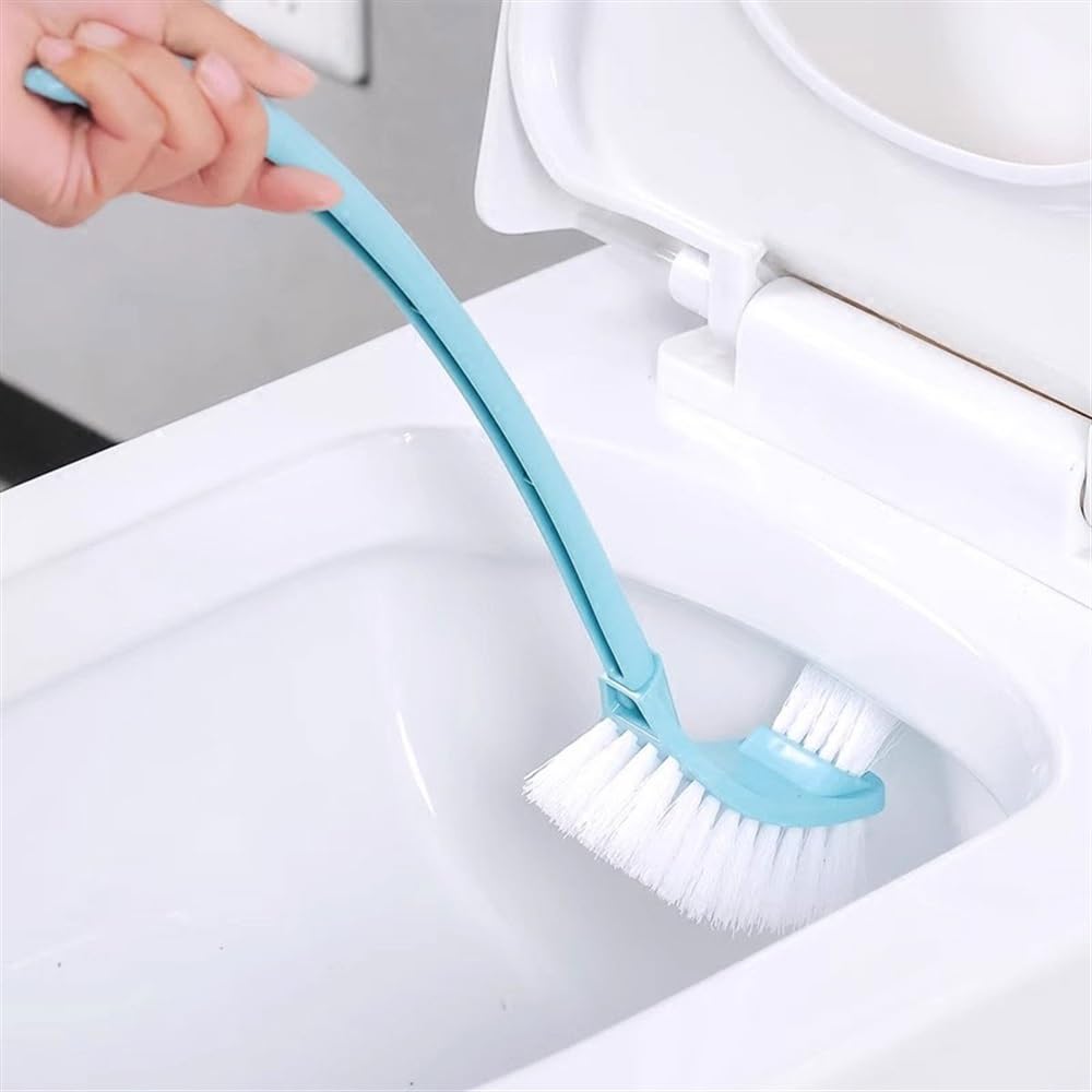 Escobilla de Baño Escobilla de baño de cerámica, Base ahuecada, Juego de portaescobillas, Cabezal de Cepillo Redondo extraíble, Mango de Acero Inoxidable Escobilla WC