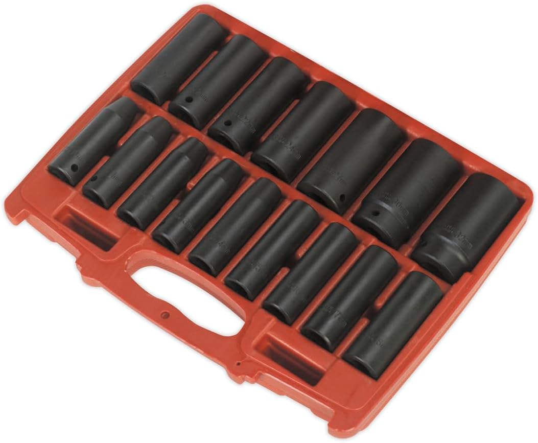 Sealey Ak5816M Impact Socket Set 16Pc 1/2Sq Drive Deep Metric