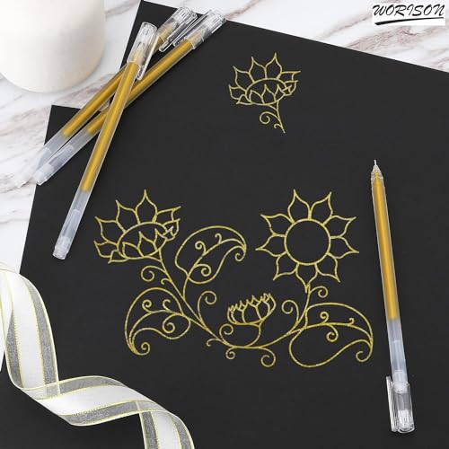 Image of worison 9pc White Gold Silver Fine Point Highlight Gel Pen for Drawing