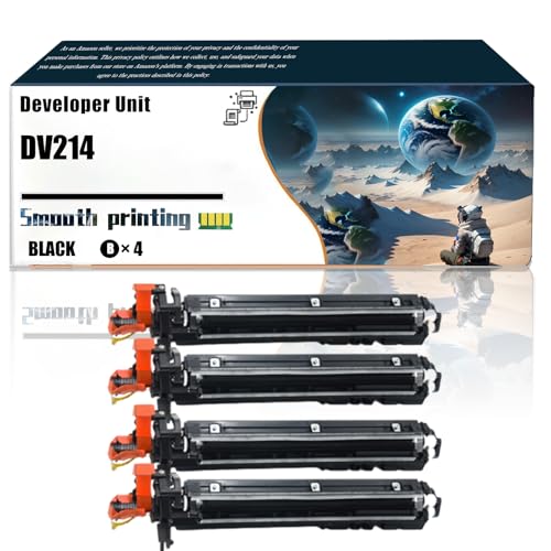 LSSF Replacement Parts Developer Unit DV214 Compatible with Konica Minolta bizhub C227 bizhub C287 Printers, Contains Chip and Clear Printing (4 Pack Black)