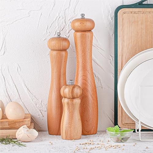 Młynek do soli, pieprzu, młynek do soli i pieprzu, buk, drewniany materiał, natura, drewno, dozownik pieprzu, młynek do przypraw kuchennych (25 cm, 1 szt.)