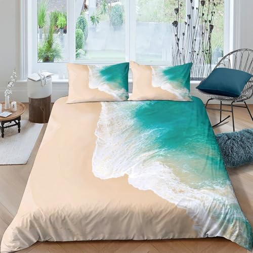 Parure de Lit Vagues de Plage en Microfibre Ultra Douce Haute Densité