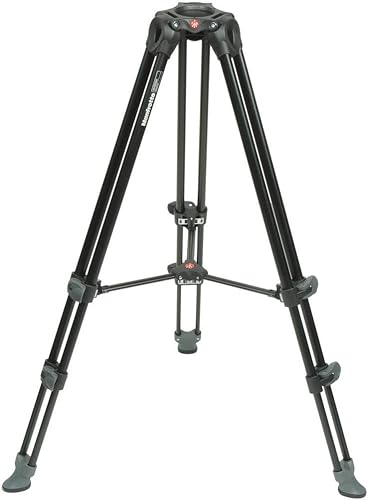 Manfrotto Trípode de video telescópico de aluminio de 3 secciones con esparcidor de nivel medio