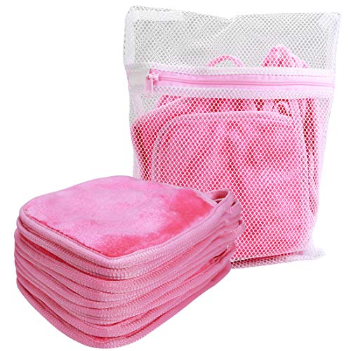 NATWAG | Reusable Update Makeup Remover Microfiber Cloth for Sensitive Skin | Microfiber Face Cloth Makeup Remover | Washable Makeup Remover Towels | Natural Facial Cleansing Towels (6x 6, 12 Pack, Pink)