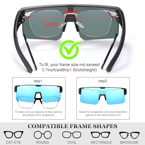Image of HAOLOTA Fit Over Glasses Sunglasses for Men, Wrap Around Sunglasses for Driving Cycling Outdoors UV Protection