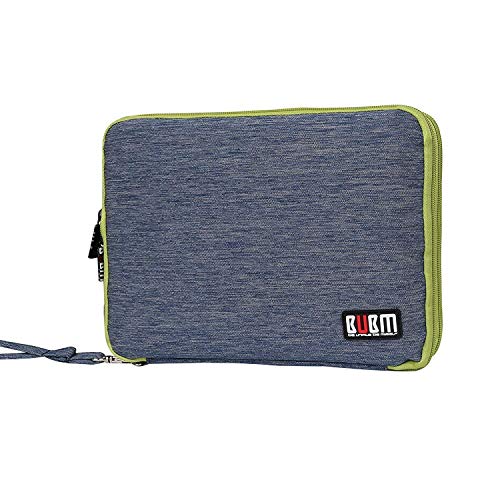 BUBM Universal Reisetasche mit Doppelschichte Organisator Tasche Tragetasche für Elektronisches Zubehör Batterie und Ladegrät (Groß, Blau und Grün)