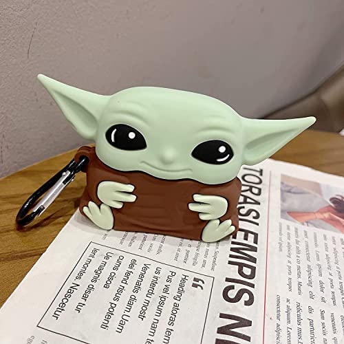 Image of FOLX FAC70 AirPods 1&2 GEN Soft Silicone Protective Case 3D Design Shockproof Case Cover with Anti-Lost Metal Keyring Compatible for Apple AirPods 1&2 Generation (YODA)