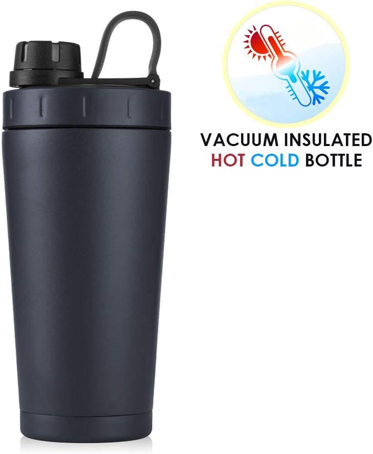 TOPWARE 28oz Vacuum Insulated Stainless Steel Classic Water Bottle Protein Mixer Shaker Bottle with Shaker Ball Dishwasher Safe Sports Fitness Gym Workout
