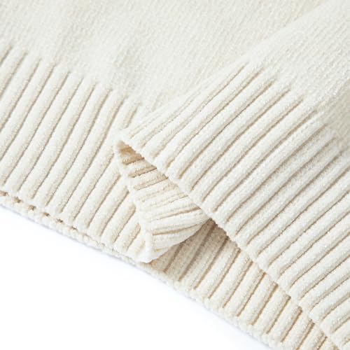 Image of Simple&Opulence Women's Chenille Sweater Crewneck Long Sleeve Pullover Ribbed Cuff Hem Round Neck Jumper Tops