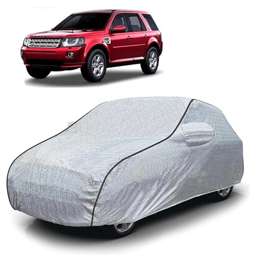 Image of Sulfar 100% Waterproof Car Body Cover Compatible with Mirror for Land Rover Freelander (Triple Stitched, Full Bottom Elastic, Magic Silver with Black Piping)