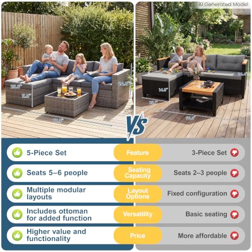 Image of Wisteria Lane 5 Piece Outdoor Patio Furniture Set