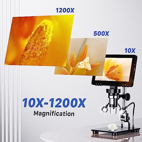 Image of Tobo 7'' Mini HDMI Digital Microscope,1200X Coin Microscope with IPS Screen, 16MP Soldering Microscope with Lights, 8.5'' Long Stand, View Entire Coin, Compatible with PC /TVTD-1016IM.