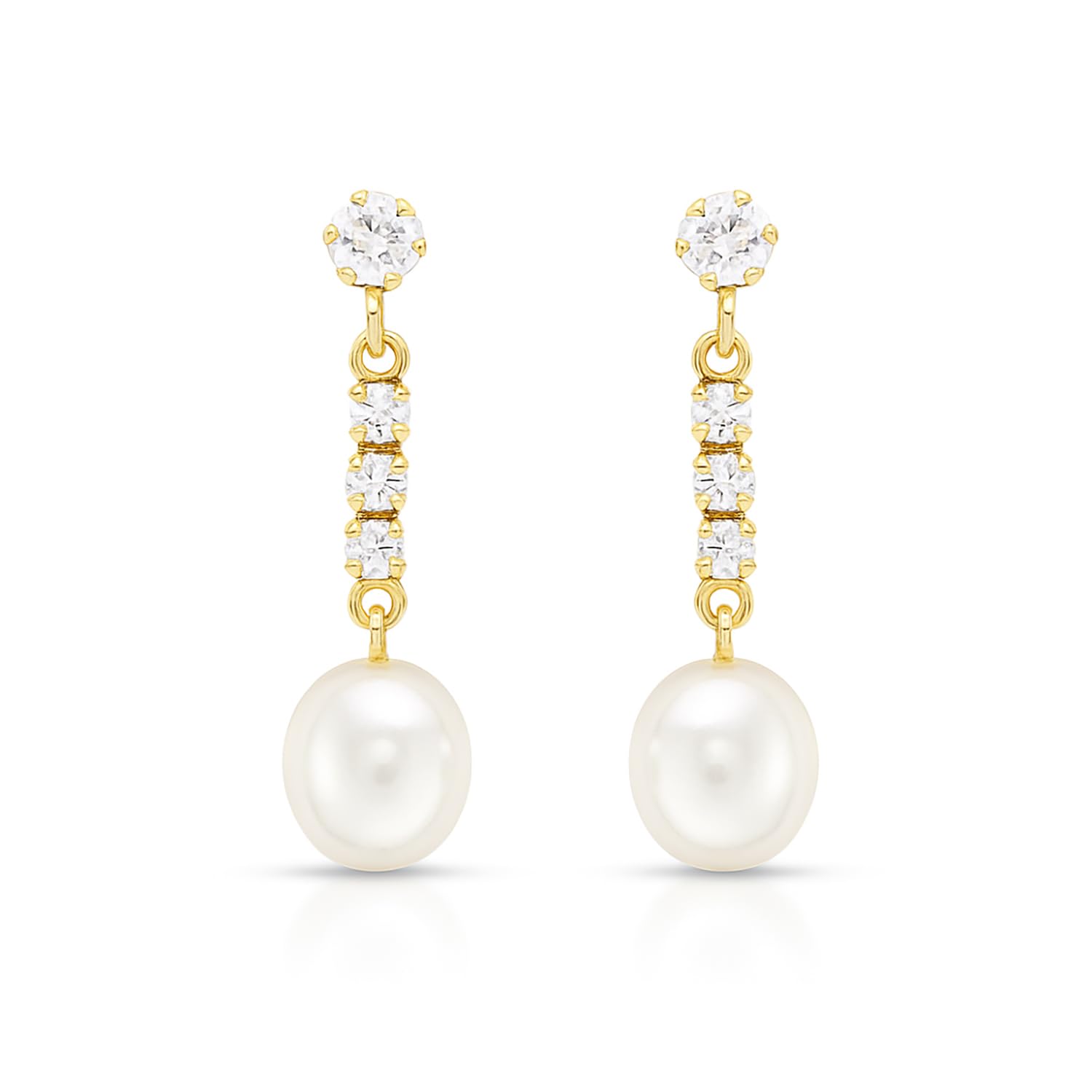 CARISSIMA Damen-Ohrhänger 9 Karat 375 Gelbgold perlmutt und CZ Drop 1.58.7199