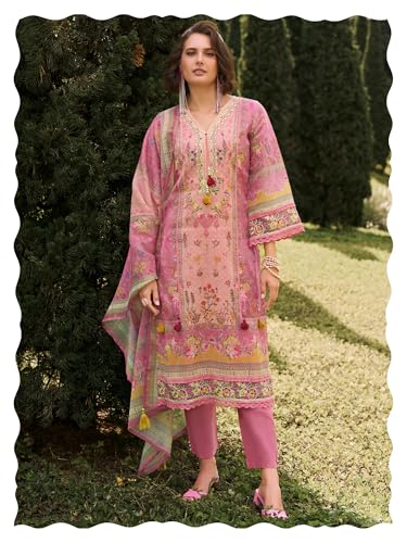 Image of INDO ERA Women's Straight Linen Floral Printed Kurta & Pant with Dupatta Set | Kurta Sets For Woman