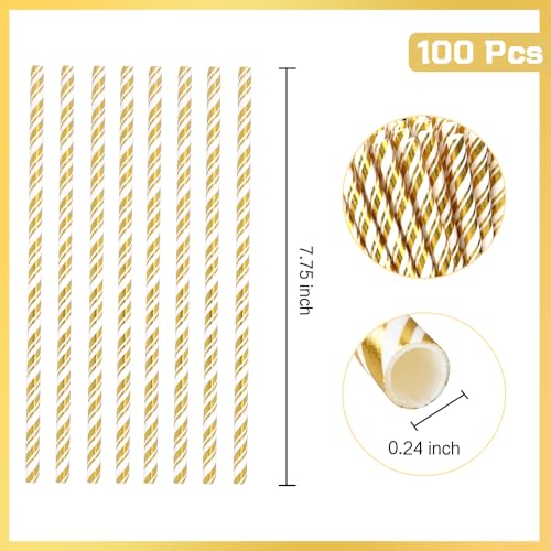 100 piezas de pitillos de papel dorados desechables miniatura 2