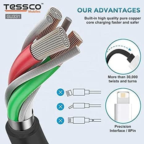 Image of (Tessco GU-331) 3 in 1 USB Cable for Type-C, Micro USB, for All Smartphones, Tablet with Rapid Charging Support (1M, Black)