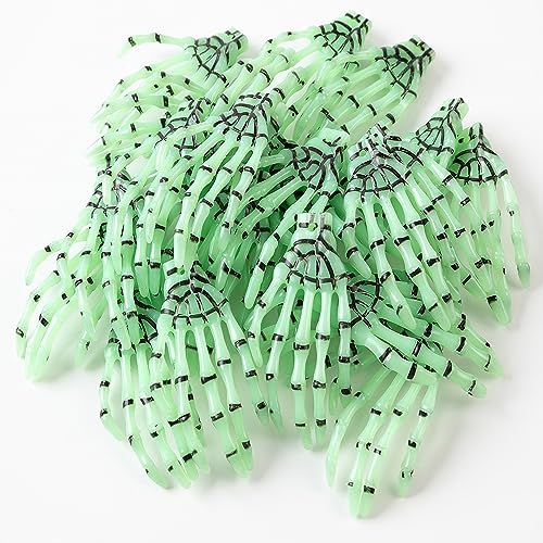 wybcfp 24 Pcs Halloween Skeleton Hands Decoration Plastic Fake Human Hands Artificial Skeleton Hands Halloween Ghost Skeleton Hands for Halloween Party DIY Craft Costume Accessory (Luminous)