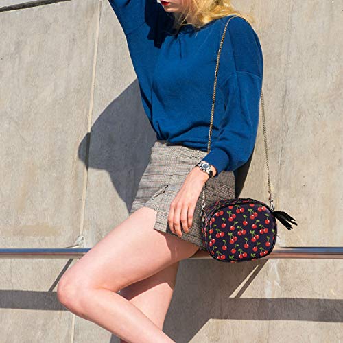 ALAZA PU Leather Small Crossbody Bag Purse Wallet Cherry Red Cell Phone Bags with Adjustable Chain Strap & Multi Pocket4