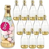 Kate Aspen Gold Metallic Mini Champagne Bottle Party Favor Containers (Medium) - Perfect for Weddings, New Years, Bacholorette Parties, Adults Party Favors, Candy Jars For Candy Buffets (Set of 12)