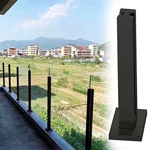 Poste de barandilla de vidrio negro de 42" para escaleras de patio y balcones modernos 2