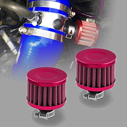 RYANSTAR RACING 2 PCS 2X12mm Air Filter Cold Air Intake Filter Breather Turbo Vent Universal Air Intake Filter Cleaner Red Compatible with car and Motorcycle