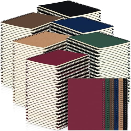 Image of Yahenda Spiral Notebook College Ruled Journals Notebooks Lined 8.3 x 5.5 Inch Note Books Bulk A5 Writing Notebooks Thick Paper Notebook for Office Business School Supplies (Classic Colors,54 Pcs)