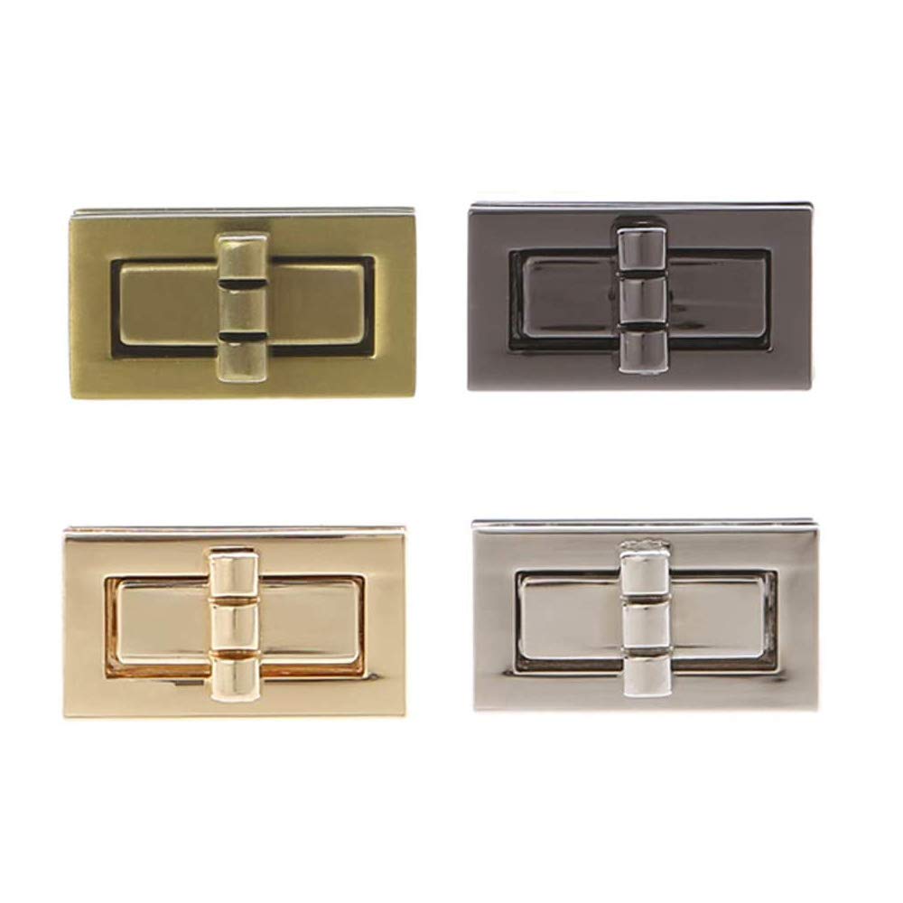 KanDery 4PCS Rectangular Twist Turn Lock, Purse Lock, Thumb Turn Lock, DIY Catch Buckle Clasp for Bag Making Book Leather Fabric Handbag Wallet