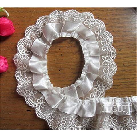 Vintage White Organza Ruffle Lace Trim Ribbon Cover