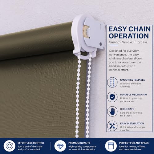 Image of 100% Blackout Roller Blind for Windows|Room Darkening & Privacy Protection Window Shade Blinds|Home, Bedroom, Living Room & Office|Taupe Brown, 3X9 Feet, Pack of 1
