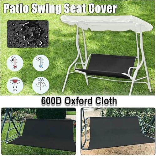 Heavy Duty Oxford Waterproof Swing Seat Cover Replacement for 2/3 Seater Patio Garden Swing Chair, Durable 600D Outdoor Bench Cushion Protector (Swing Not Included)