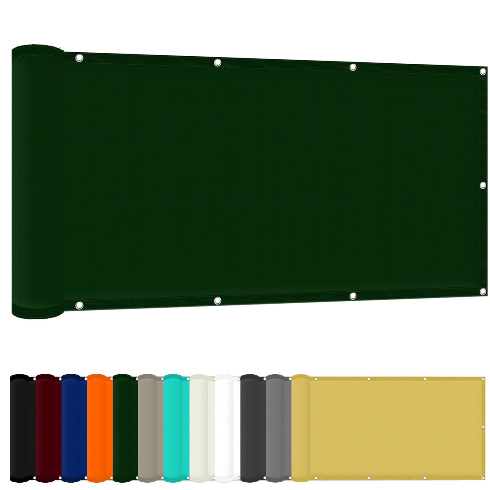 Garden Sun Shade Sail 30 x 500 cm(12 x 197inch) Waterproof Sunscreen Awning 98% UV Block with Free Rope & Fixing Kit Garden Patio Party Sun Shades, Dark Green — image 1