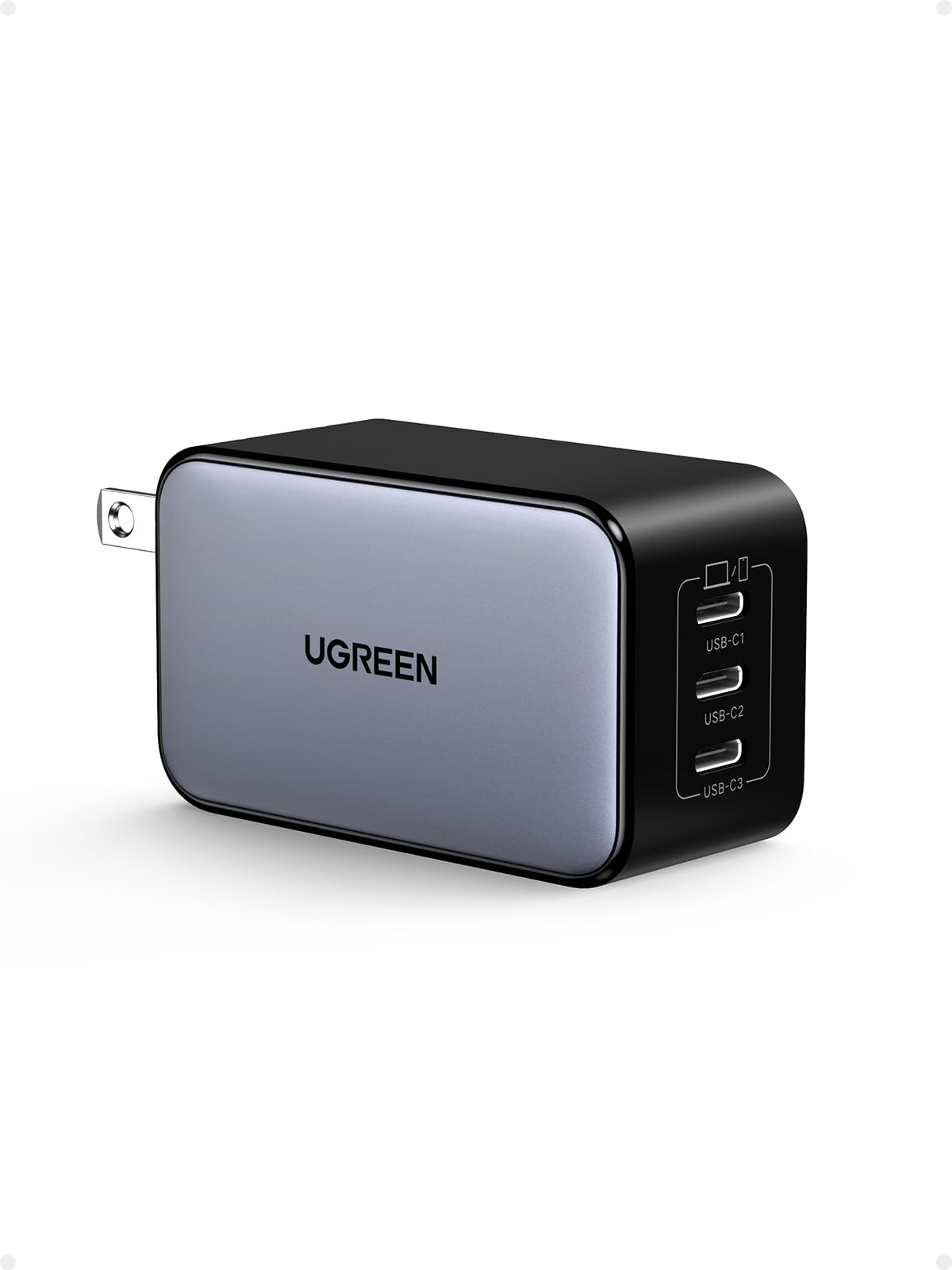 UGREEN 65W USB-C Charger Nexode, 3-Port Type-C GaN Charger Block USB C ...