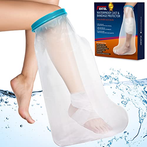 Featol Cast Covers for Shower Leg, Reusable Sealed Waterproof Leg Cast Cover for Shower and Bath, Cast Protector Shower Boot for Foot Surgery, Leg, Knee, Ankle to Keep The Wound, Cast, or Bandage Dry
