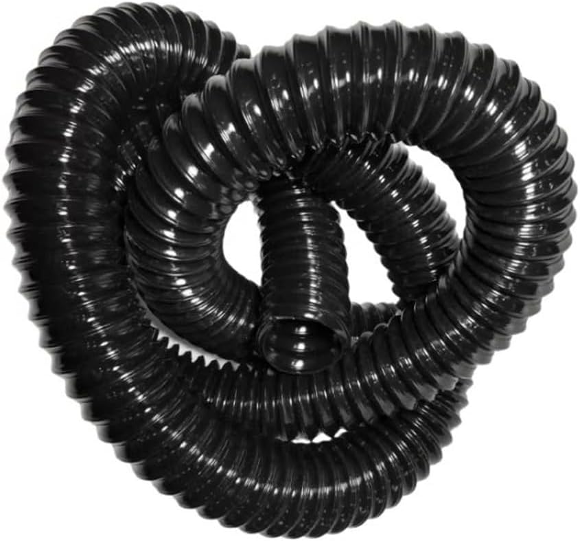 Flexible High-Temp Black PU Vacuum Cleaner Duct Hose, 3m (9.8ft) x 180mm, Heat Resistant Exhaust Tube for Dryer Ventilation and Industrial Use