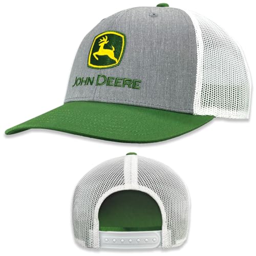 John Deere Baseball Cap Trucker Style, Gray and Green, Embroidered Logo