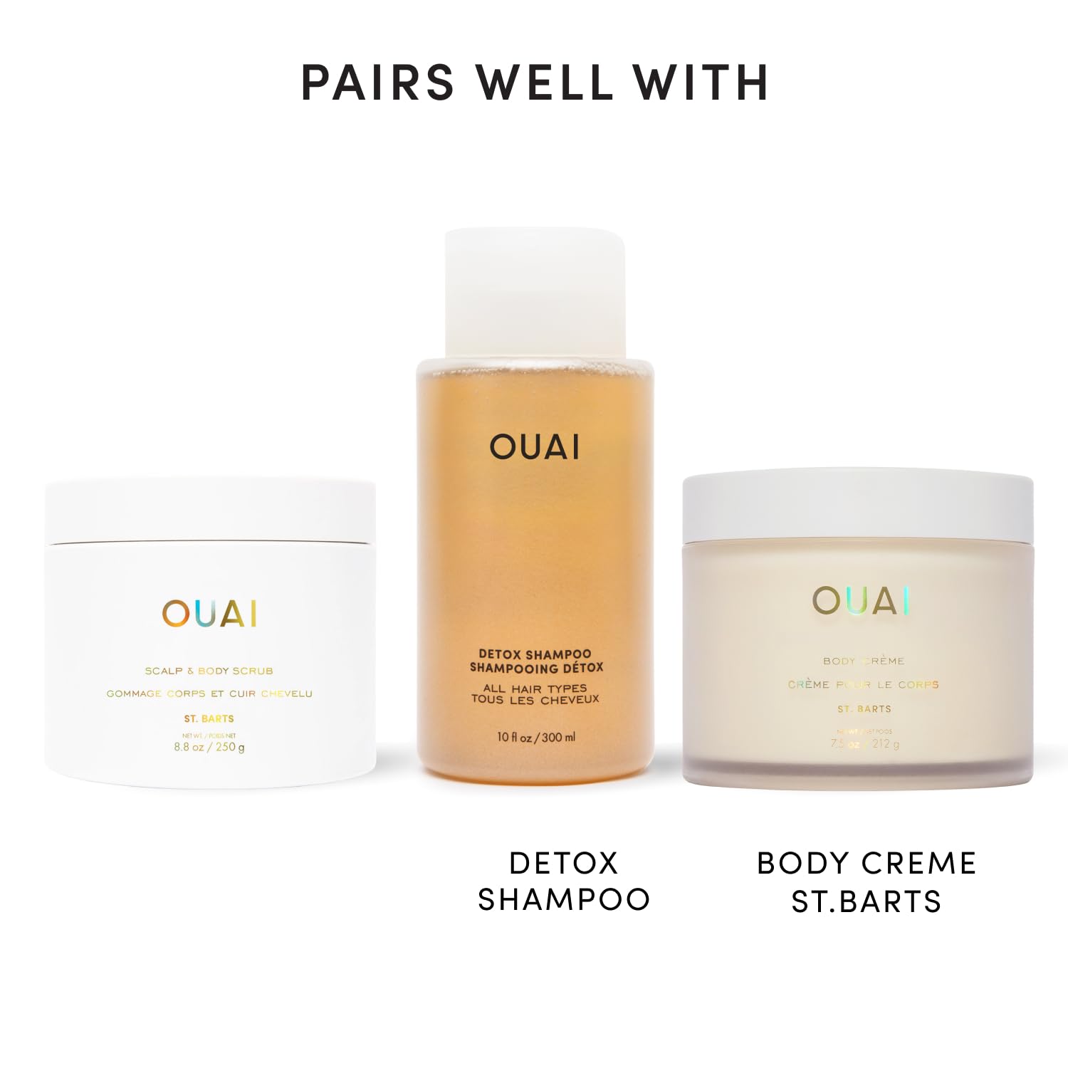 OUAI St. Barts Scalp and Body Scrub, Deep-Cleansing Sugar Scrub for Hair and Skin that Exfoliates and Moisturizes, 8.8 Oz