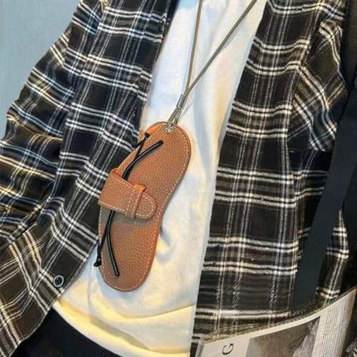 Image of FASHIXD Glasses Case Portable Travel Sunglass Case with Lanyard Eyeglass Pouch Bag Sunglass Holder for Purse For Women Men (Classic-Brown)