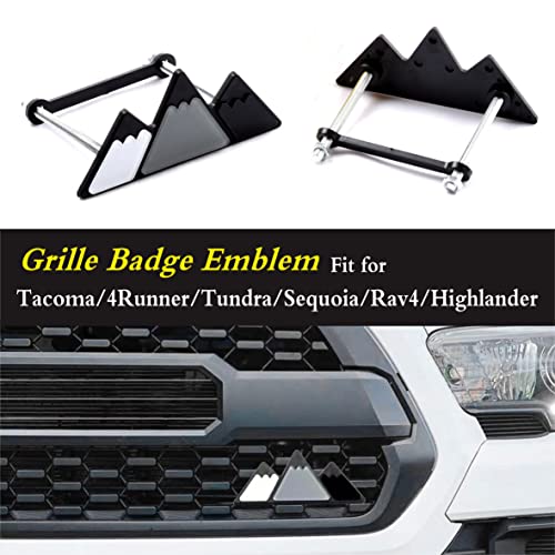 Image of Tri-Color Grille Badge Emblem Decoration Accessories Car Truck Label Compatible for Tacoma 4Runner Tundra Sequoia Rav4 Highlander (Mountain Black /Gray /White)