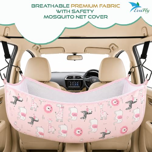 Image of Evafly Baby Car Cradle Swing for 0-18 Months Modular Car Cradle Full Set with Hanger & Cradle Cloth, Adjustable Car Strap for Babies Swing, Portable Travel Cradle Kit - Pink