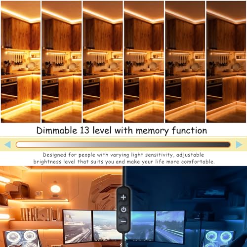 Image of 2 Set 10 FT Warm White Led Lights Strip Rope Lights for Housewarming Party Indoor Decor Cuttable Strip Lights for Baby Room Bedroom Living Room Kitchen Ceiling Wall Vanity Mirror Decoration