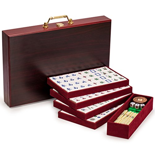Set Mahjong Chino Emerald con Cubierta de Mesa Roja miniatura 3