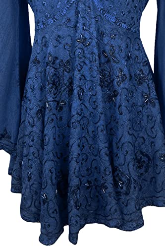 Agan Traders 116 B Butterfly Bell Sleeve Blouse (Blue, Xl/1X) #TOP4