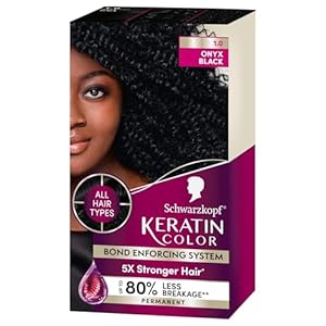Schwarzkopf Keratin Color Permanent Hair Color, 1.0 Black Onyx, 1 Application – Salon Inspired Permanent Hair Dye, for up to 80% Less Breakage vs Untreated Hair and up to 100% Gray Coverage