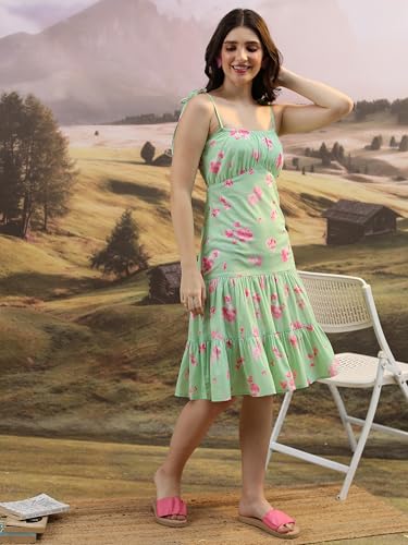 Image of Tokyo Talkies Women's Sleeveless Shoulder Strap Printed Dresses | Stylish| Casual