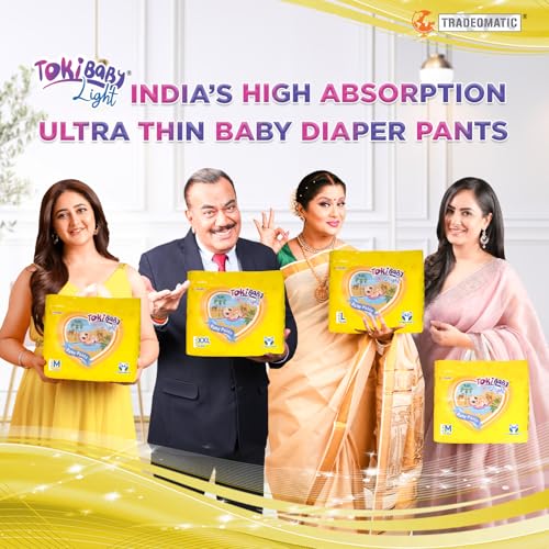 Image of Light Ultra Thin Pant Style Baby Diapers | India's First Super Soft 360 Waistband, 3D Leak Guard & Fastest Absorbing Diaper | Ideal for 7 to 12 KG | M Size, 88 Count