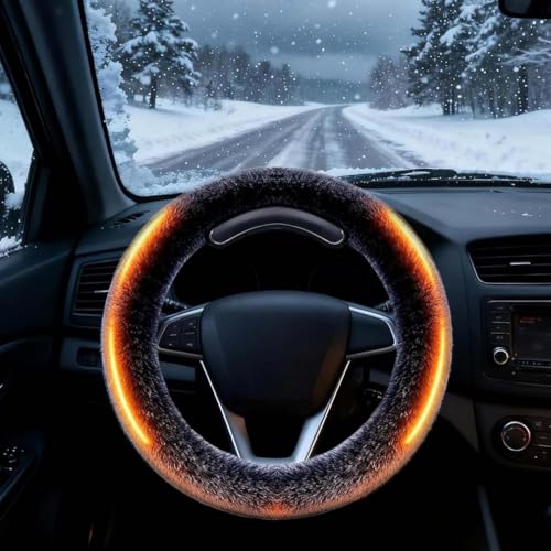Heated Steering Wheel Cover Wireless Beheizbarer Lenkradbezug Kabellos 15 Zoll Schnellheizfunktion Schützender Beheizbarer Lenkradschutz Wiederaufladbare Lenkradheizung für Winter (Typ-O to-20C)