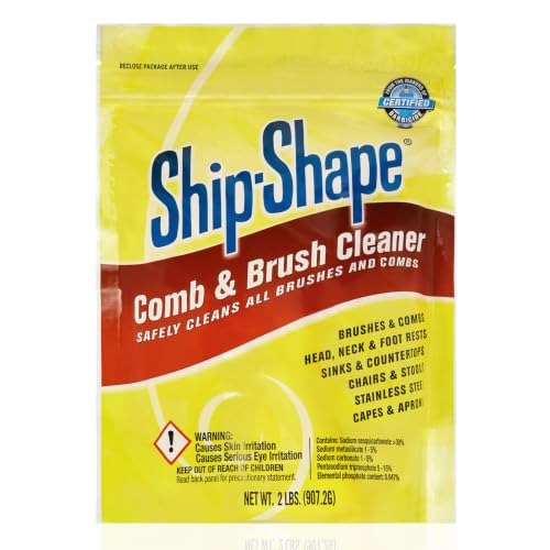 Ship-Shape Professional Comb and Brush Cleaner (2 lbs) Heavy Duty Hair Brush Cleaner Powder Removes Hair Color Oils & Hairspray Residue Safe for Brushes Rollers & Salon Surfaces