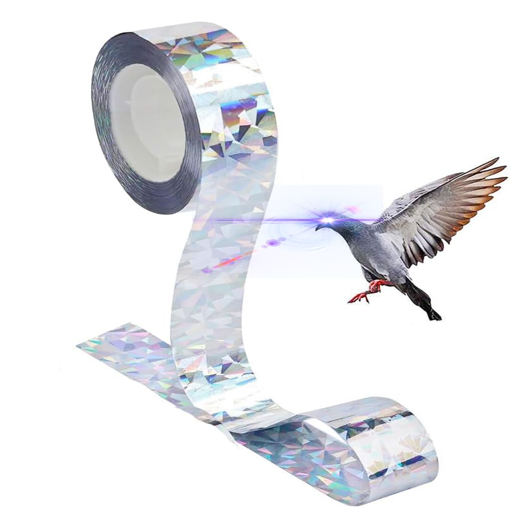 Thea Bird Scare Tape,Bird Reflective Tape Deterrents for Outside to Keep Birds Away, Easy-Install Bird Tape to Stop Damage, Pigeon Woodpeckers, Geese Roosting and Mess (2.4CM*100M, Pack of 1)-image-32