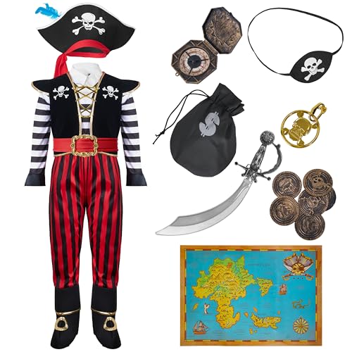 Spooktacular Creations Halloween Child Boy Pirate Fierce Captain Costume w/Accessories for Kids Halloween Dress Up Themed Parties (3T (3-4 yr))